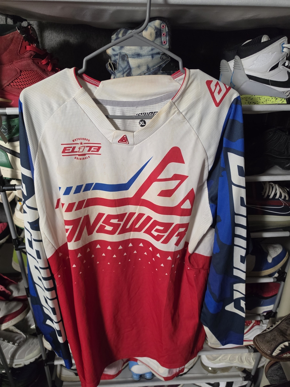 🔥 Answer Men's XL Red, White & Blue MX Jersey - Elite Performance MX Riding
